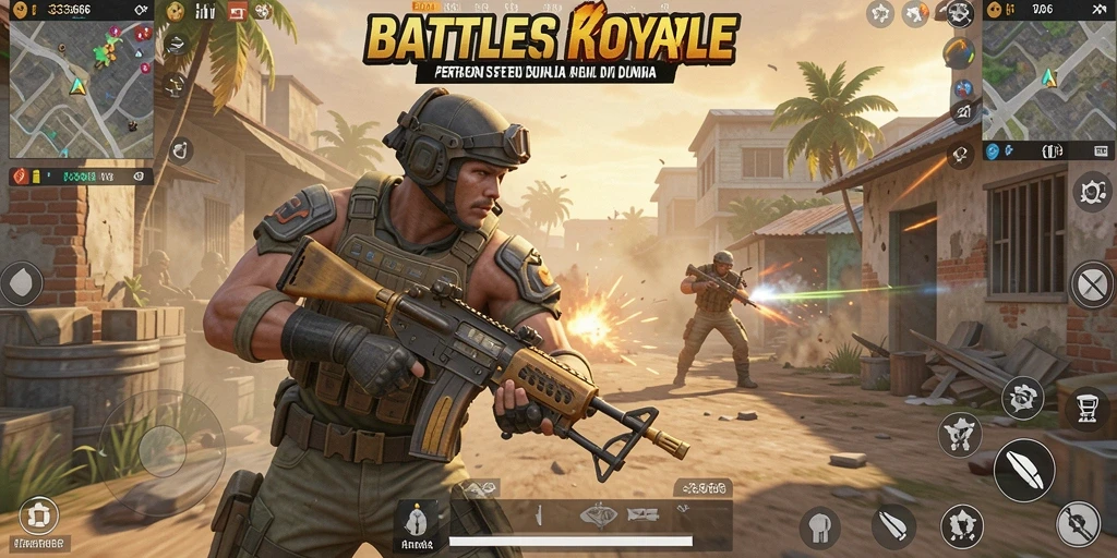 Gameplay seru dalam pertarungan Battle Royale.