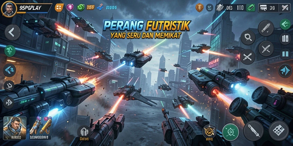 Tampilan gameplay intens dari <strong>95PGPLAY</strong> dalam pertempuran FPS.