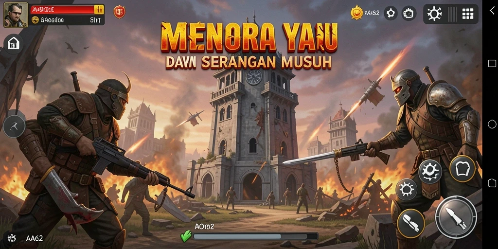 Tampilan gameplay Tower Defense yang menegangkan di AA62.