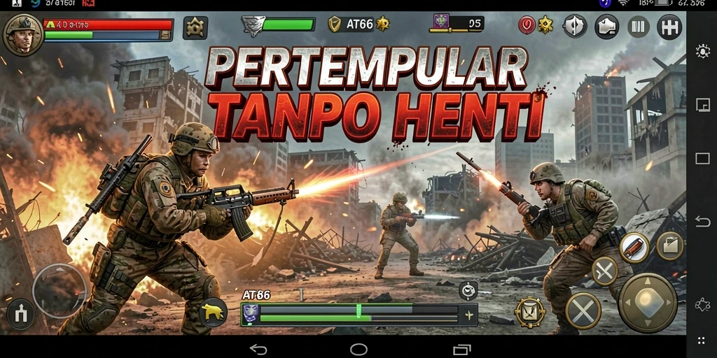 Screenshot gameplay AT866 menampilkan aksi pertempuran yang mendebarkan.
