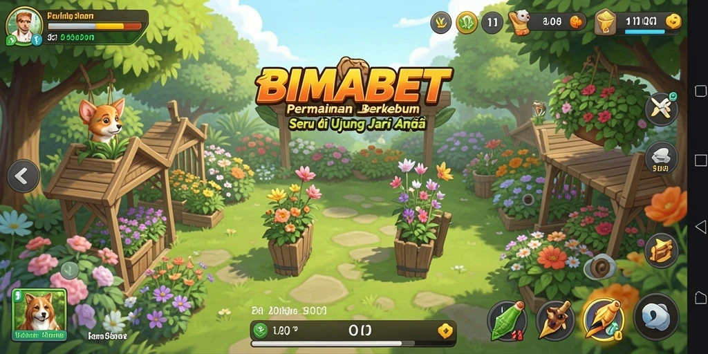Screenshot gameplay BIMABET yang menunjukkan aktivitas bertani.