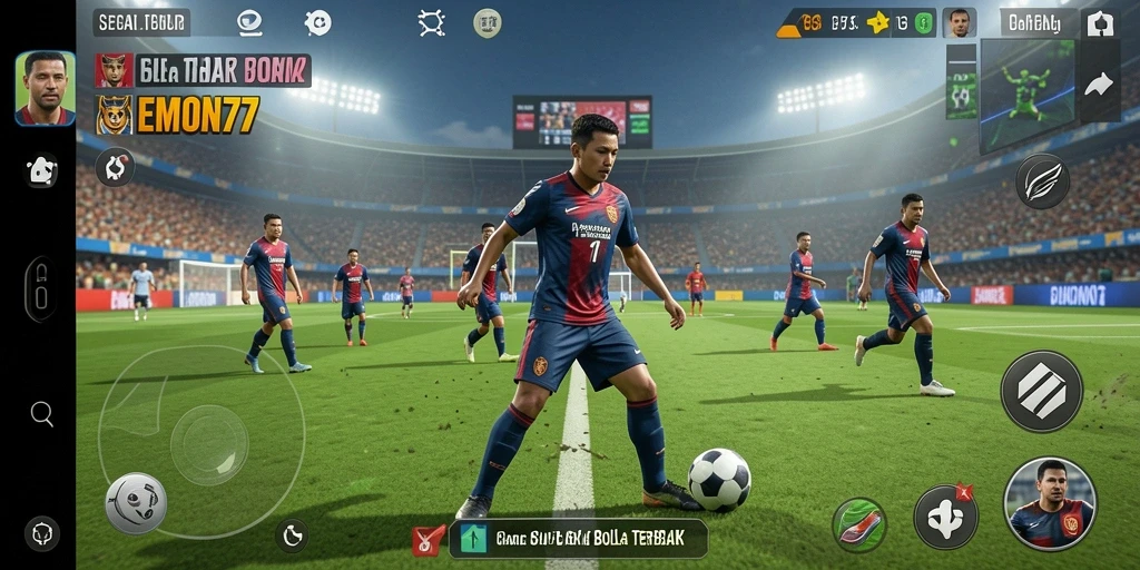 Tampilan menarik dari gameplay sepak bola di EMON77.