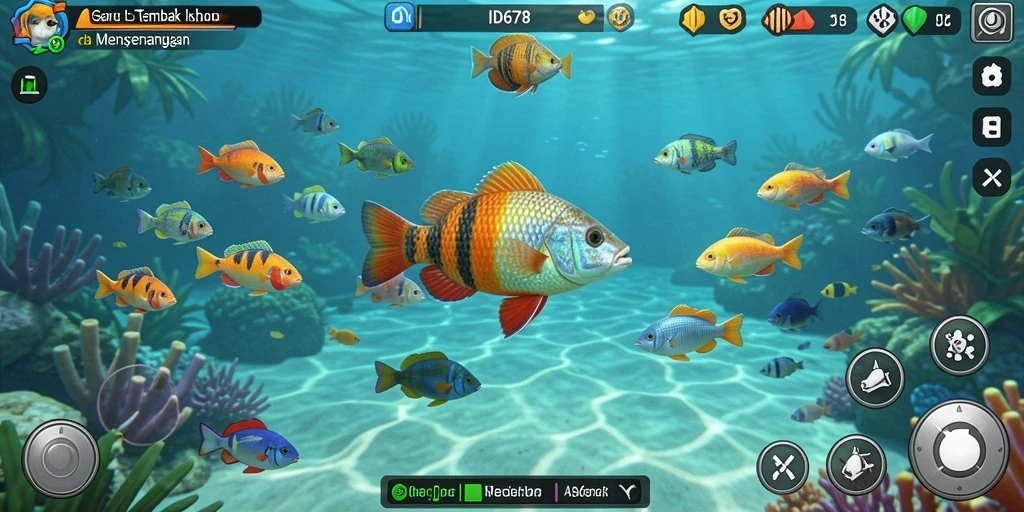 Screenshot ID678 menunjukkan aksi menembak ikan yang mengasyikkan.