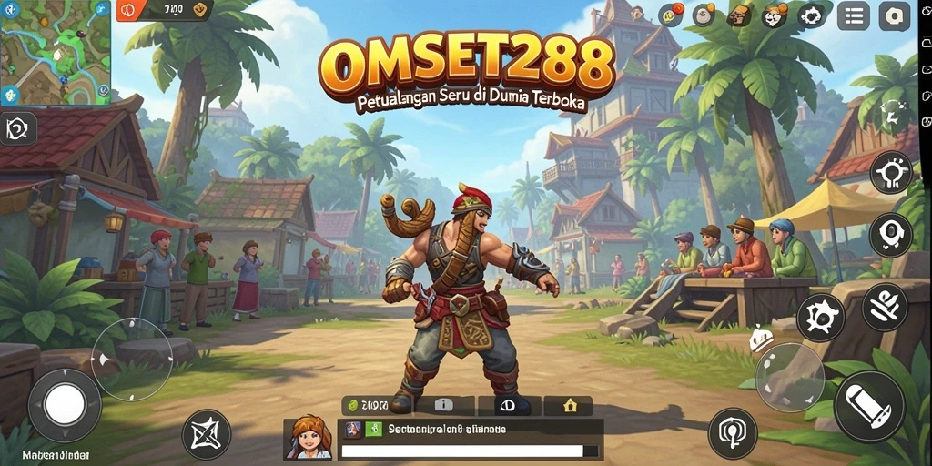Tampilan gameplay seru di dunia terbuka OMSET288 yang menakjubkan.