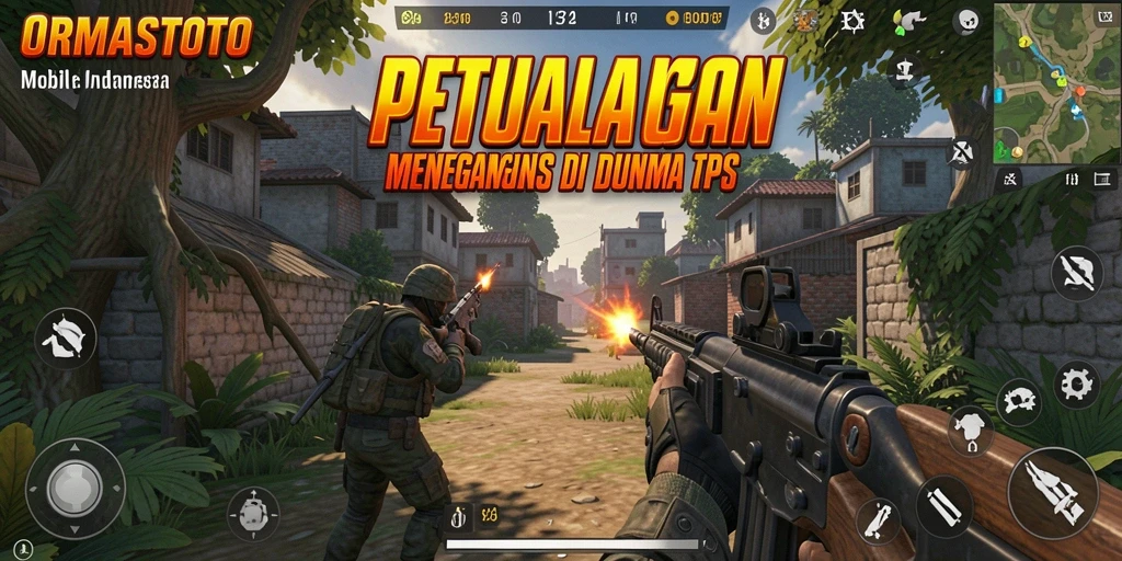Screenshot dari gameplay mendebarkan di ORMASTOTO dengan aksi tembak-tembakan.