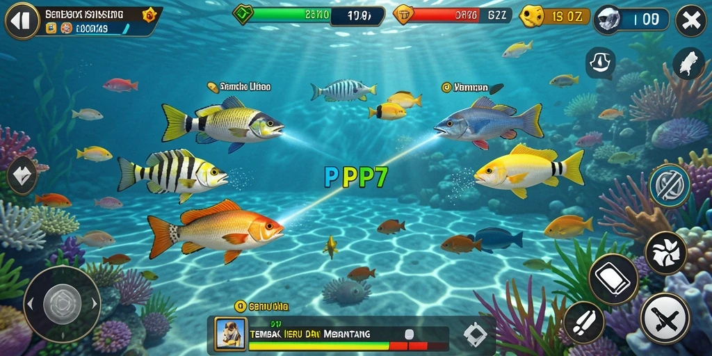 Tampilan gameplay PP7 yang menarik saat menembak ikan.