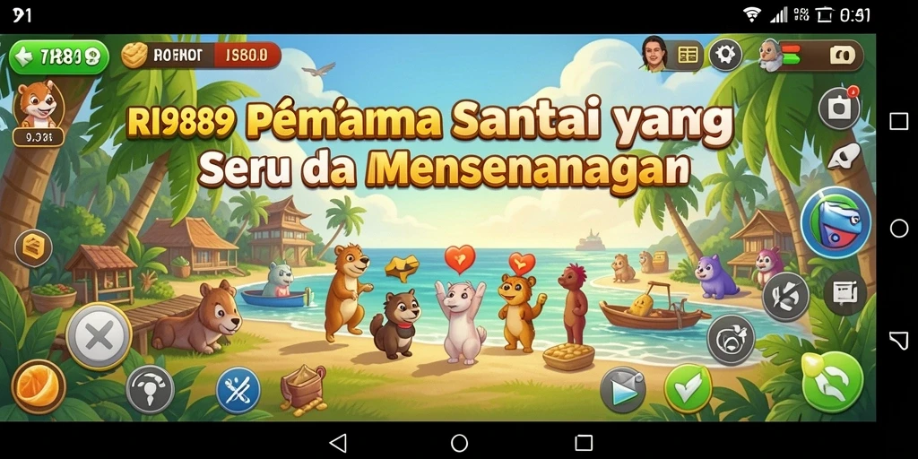 Tampilan gameplay RI889 yang ceria dan menghibur.