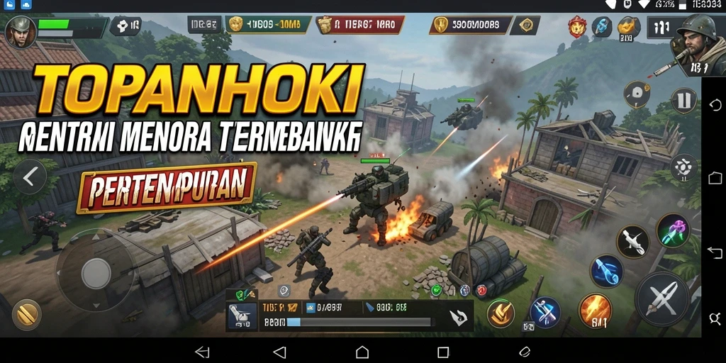 Screenshot menunjukkan aksi seru dalam pertahanan menara di TOPANHOKI.