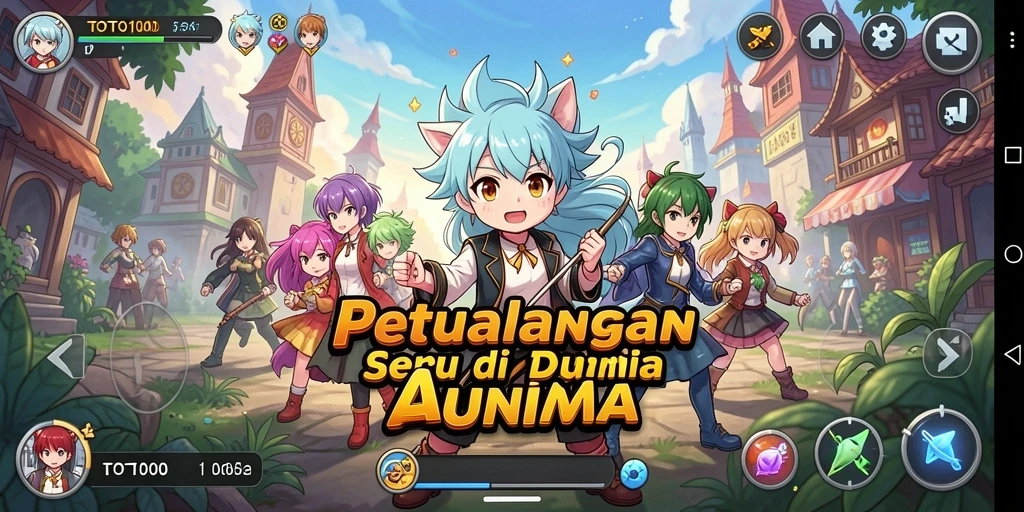 Screenshot TOTO1000 menampilkan karakter anime dalam pertempuran yang seru.